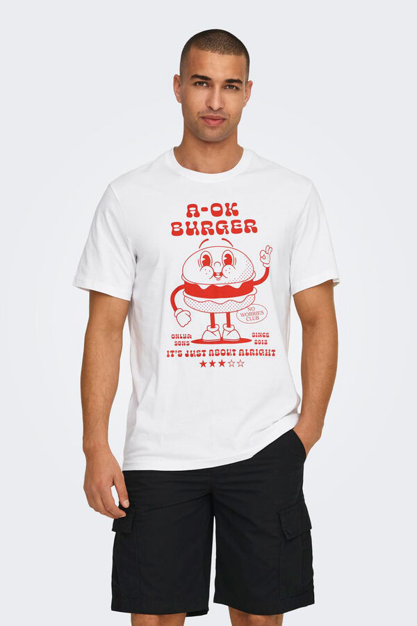Only & Sons T-shirt com desenho frontal branco