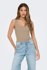 JDY Top de punto ondas beige