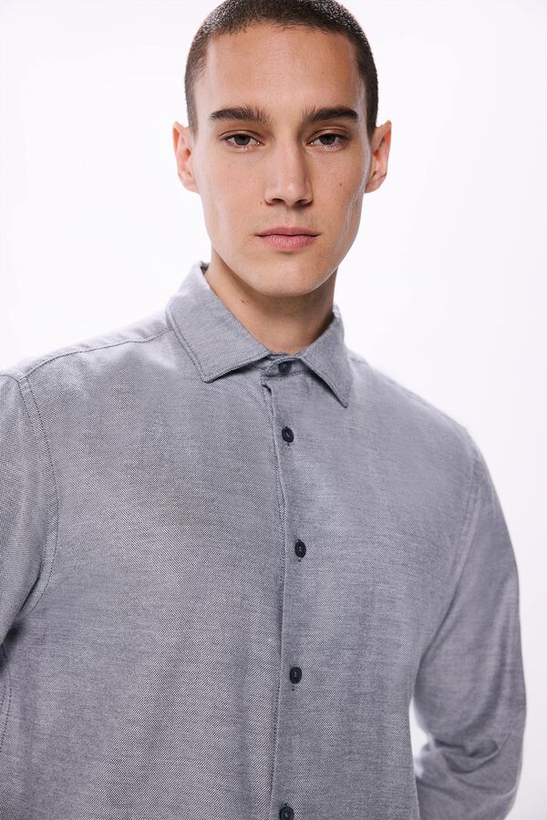 Springfield Camisa estructura afranelada gris