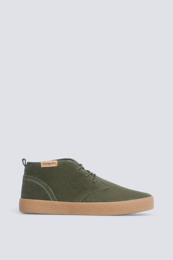 Springfield Botim em couro croute macia verde
