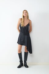 Balmohk Vestido midi satinado encaje negro