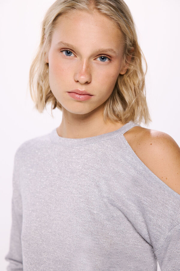 Springfield Camiseta lurex com abertura nos ombros cinzento