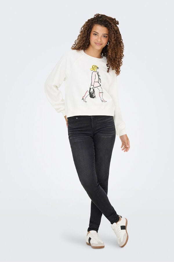 Only Sudadera dibujo frontal blanco