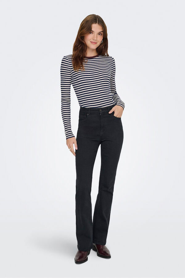 Only Camiseta de rayas manga larga azul