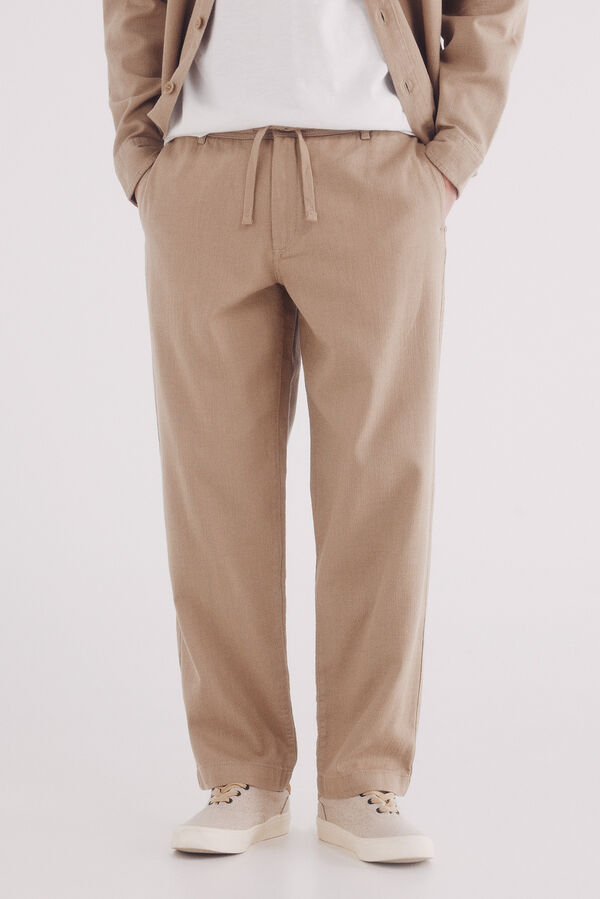 Springfield Pantalón dobby straight fit beige