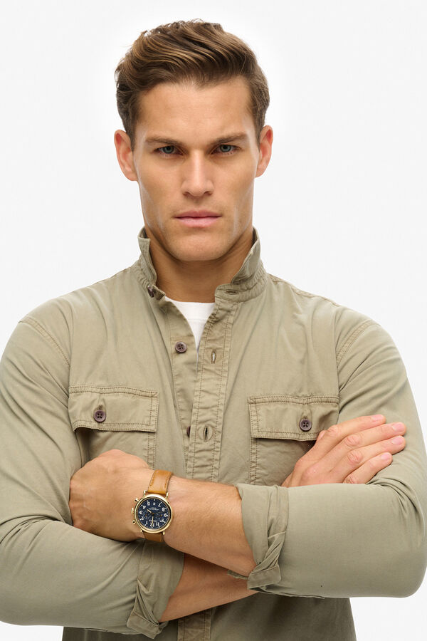 Superdry camisa de manga comprida  bege