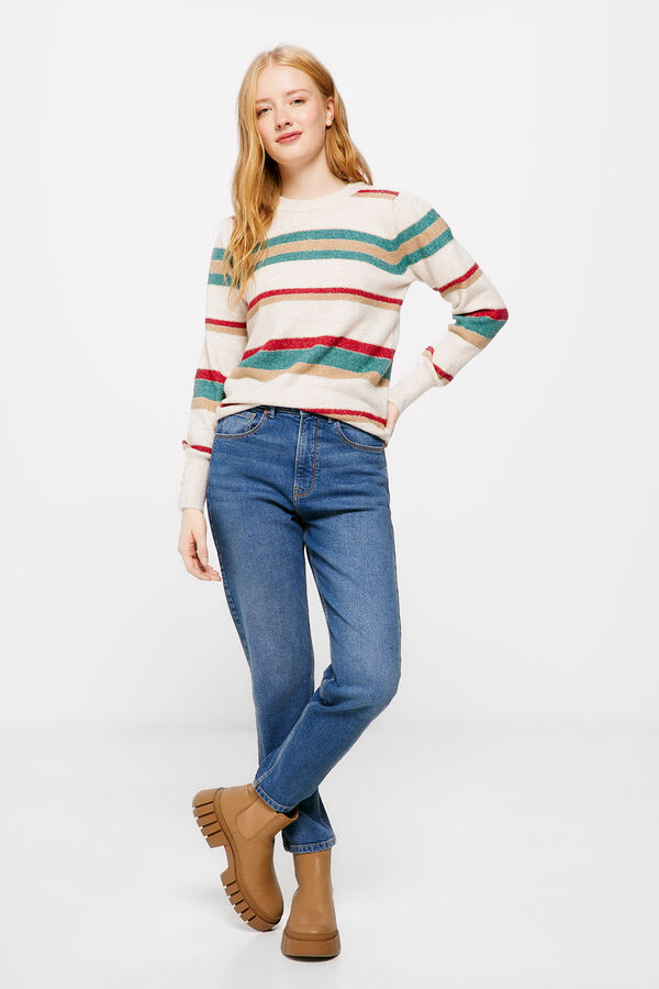 Springfield Jersey Rayas Botones Pu&ntilde;o beige