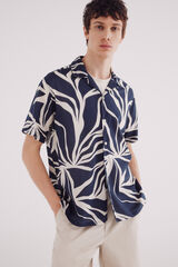 Springfield Camisa de manga curta de viscose estampado azul