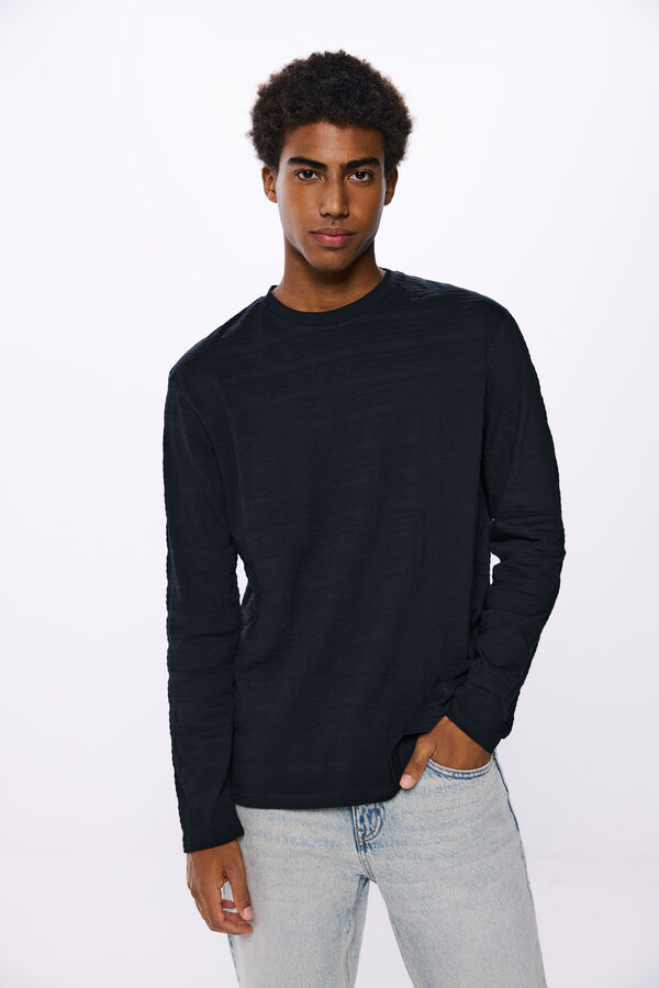 Springfield Camiseta piqu&eacute; manga larga rayas negro