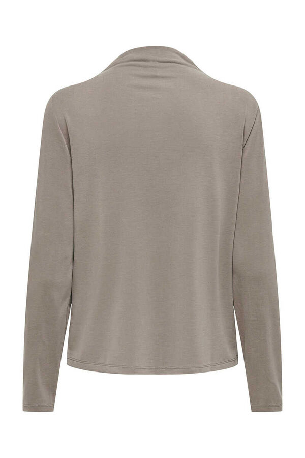 Only Top manga larga cuello alto marr&oacute;n