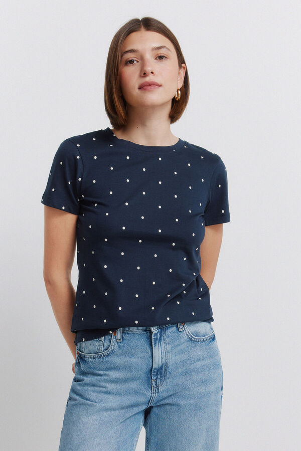 Springfield T-shirt de manga curta estampada azul