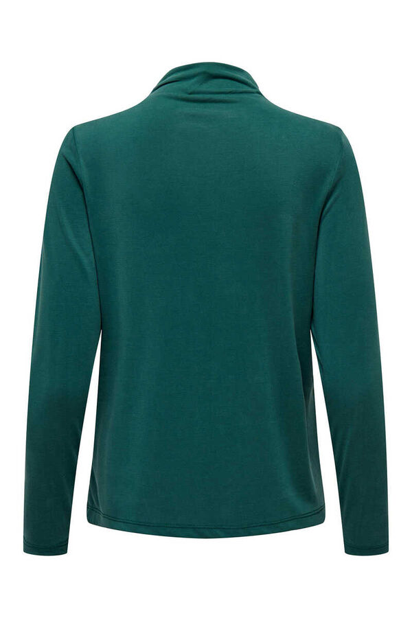 Only Top manga larga cuello alto verde