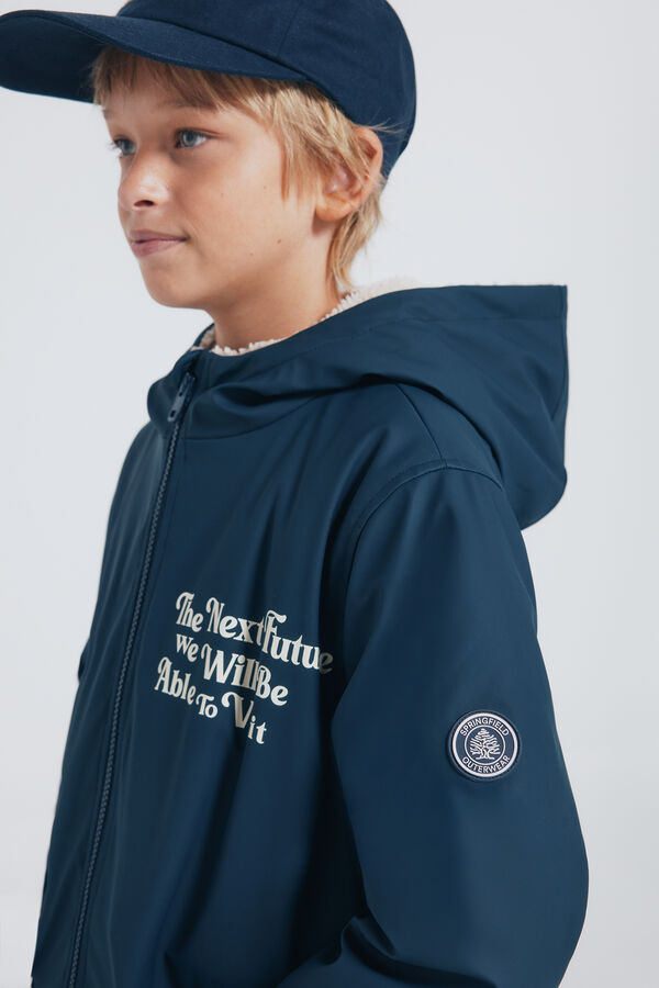 Springfield Kids Parka azul marino frase ni&ntilde;o azul