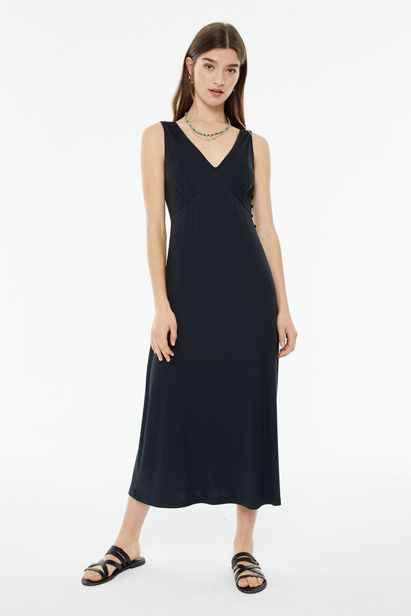 System Action Vestido longo mangas sem mangas preto