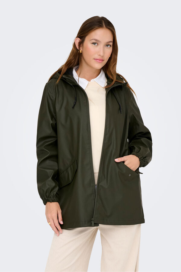 JDY Chubasquero con capucha verde