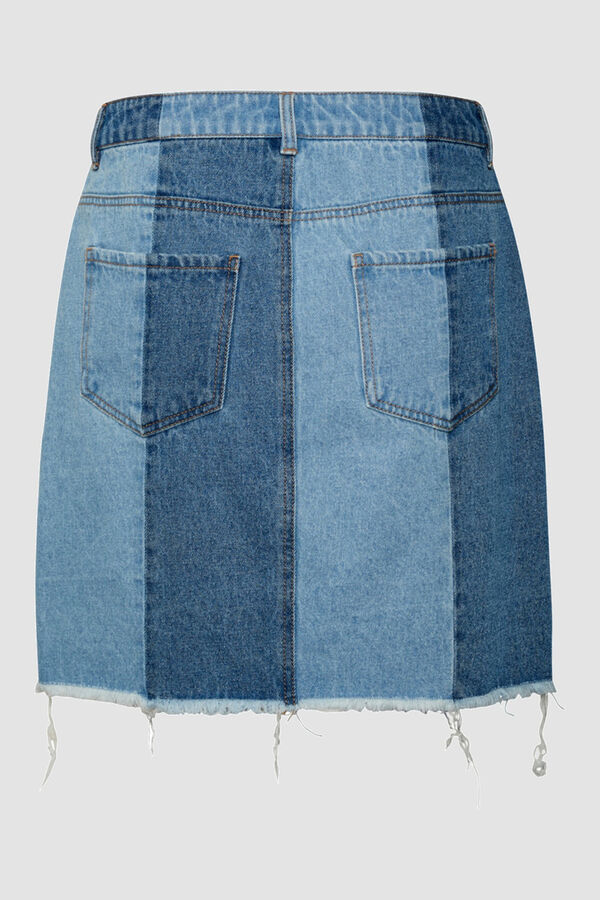 Springfield Saia curta jeans cor block azul aço