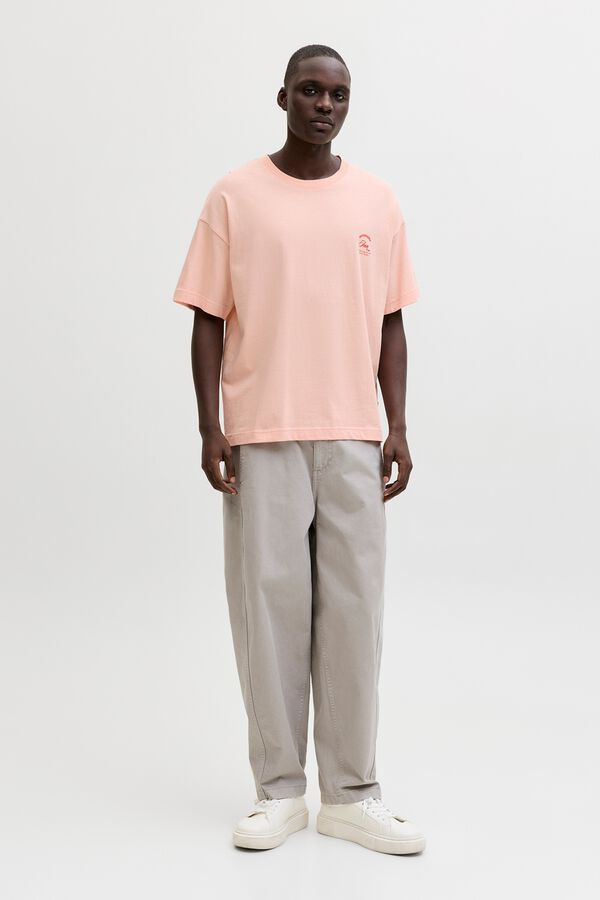 Jack & Jones T-shirt loose em algod&atilde;o rosa