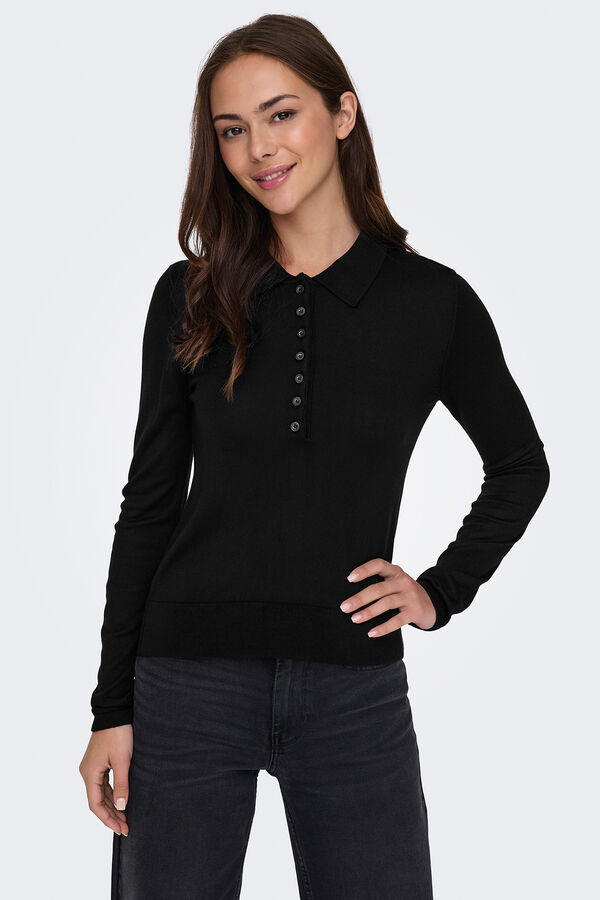 Only Camisola gola polo preto