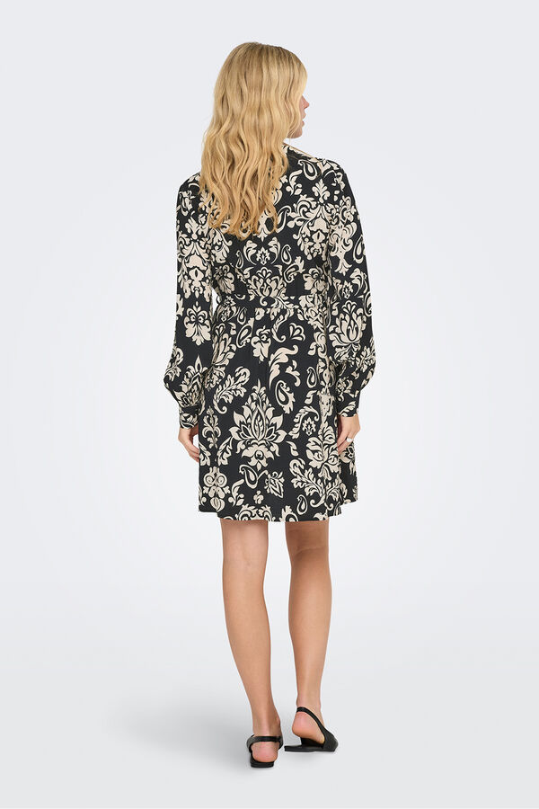 JDY Vestido curto estampado preto