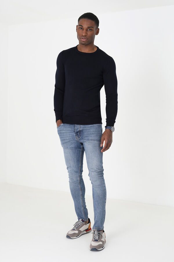 Brave Soul Camisola b&aacute;sica com gola caixa azul