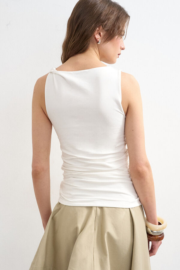 Topshop Top gola redonda branco