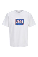 Jack & Jones Camiseta b&aacute;sica con logo blanco