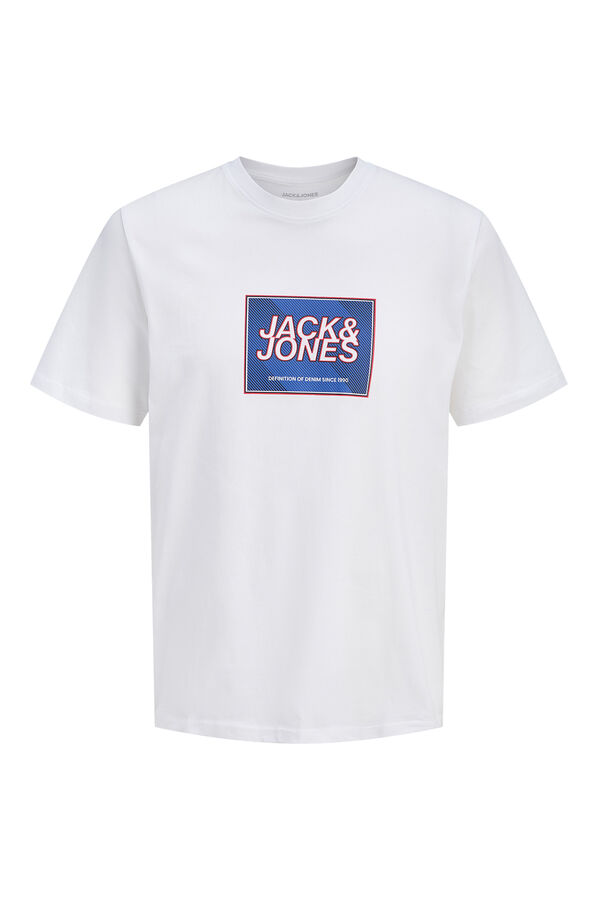 Jack & Jones Camiseta b&aacute;sica con logo blanco