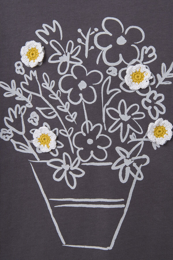 Springfield Kids Camiseta flores crochet niña gris