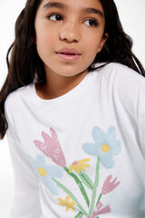 Springfield Kids Camiseta flores ni&ntilde;a beige