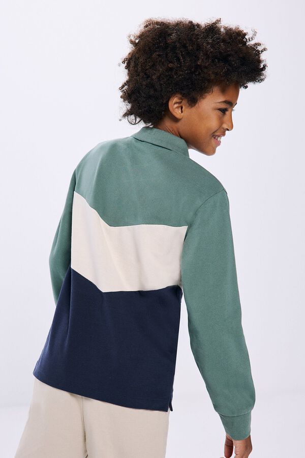 Springfield Kids Polo color block manga larga ni&ntilde;o verde