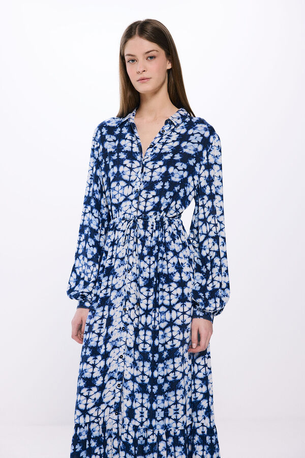 Springfield Vestido Midi Camisero Tie Dye azul