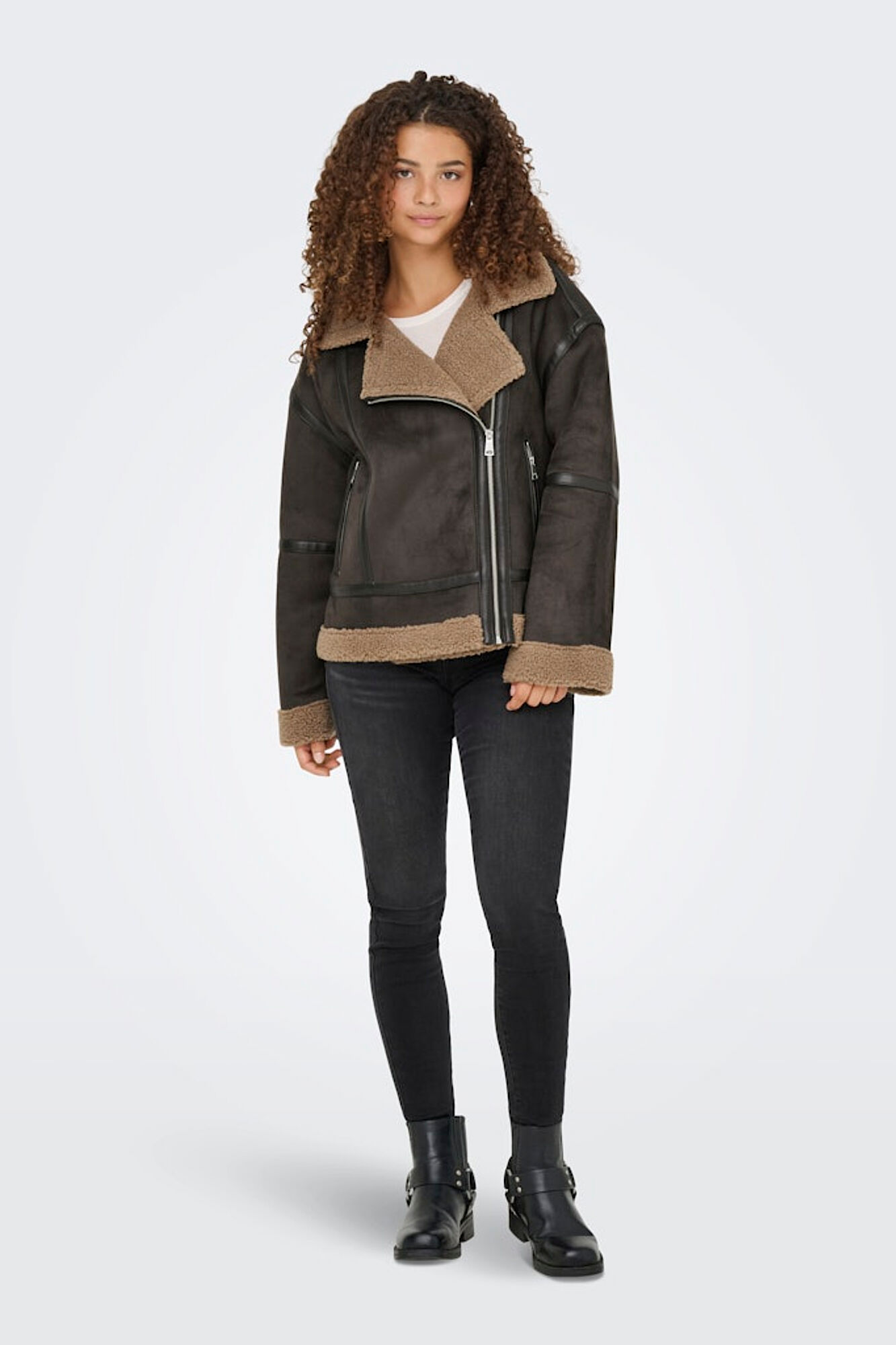 Only Casaco com efeito camur&ccedil;a 