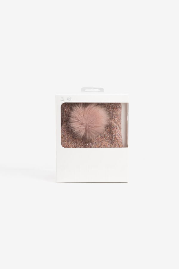Tiffosi Conjunto de cachecol e bon&eacute; com pompom vermelho