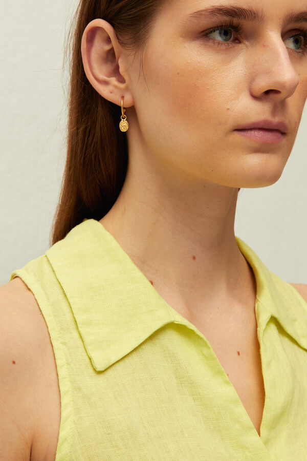 Systemaction Chaleco lino cuello camisero amarillo