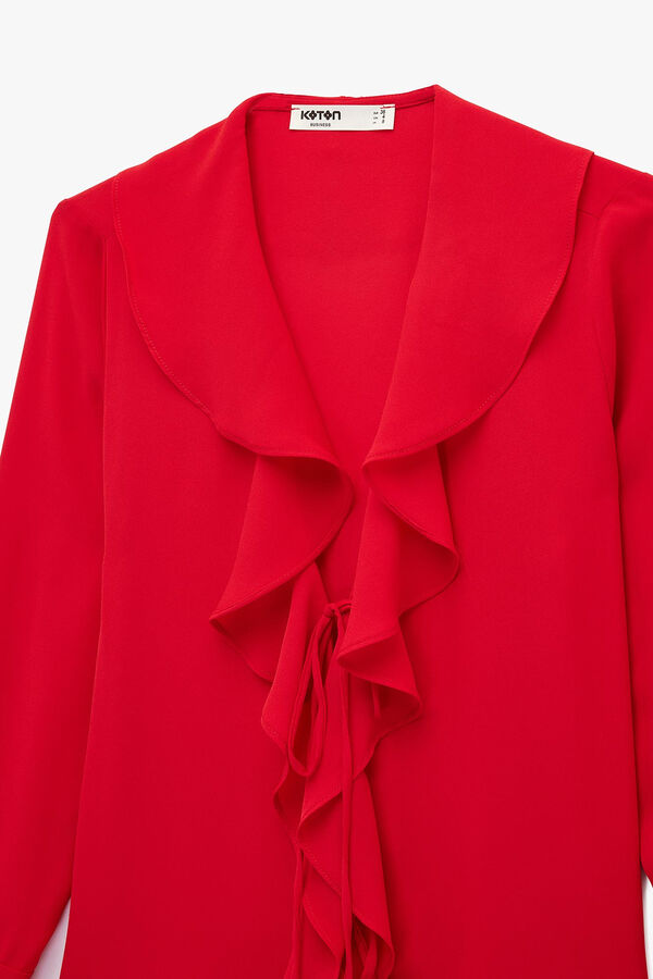 Koton Blusa de chiffon com folhos vermelho