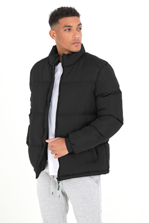 Brave Soul Casaco de penas acolchoado com fecho-&eacute;clair preto