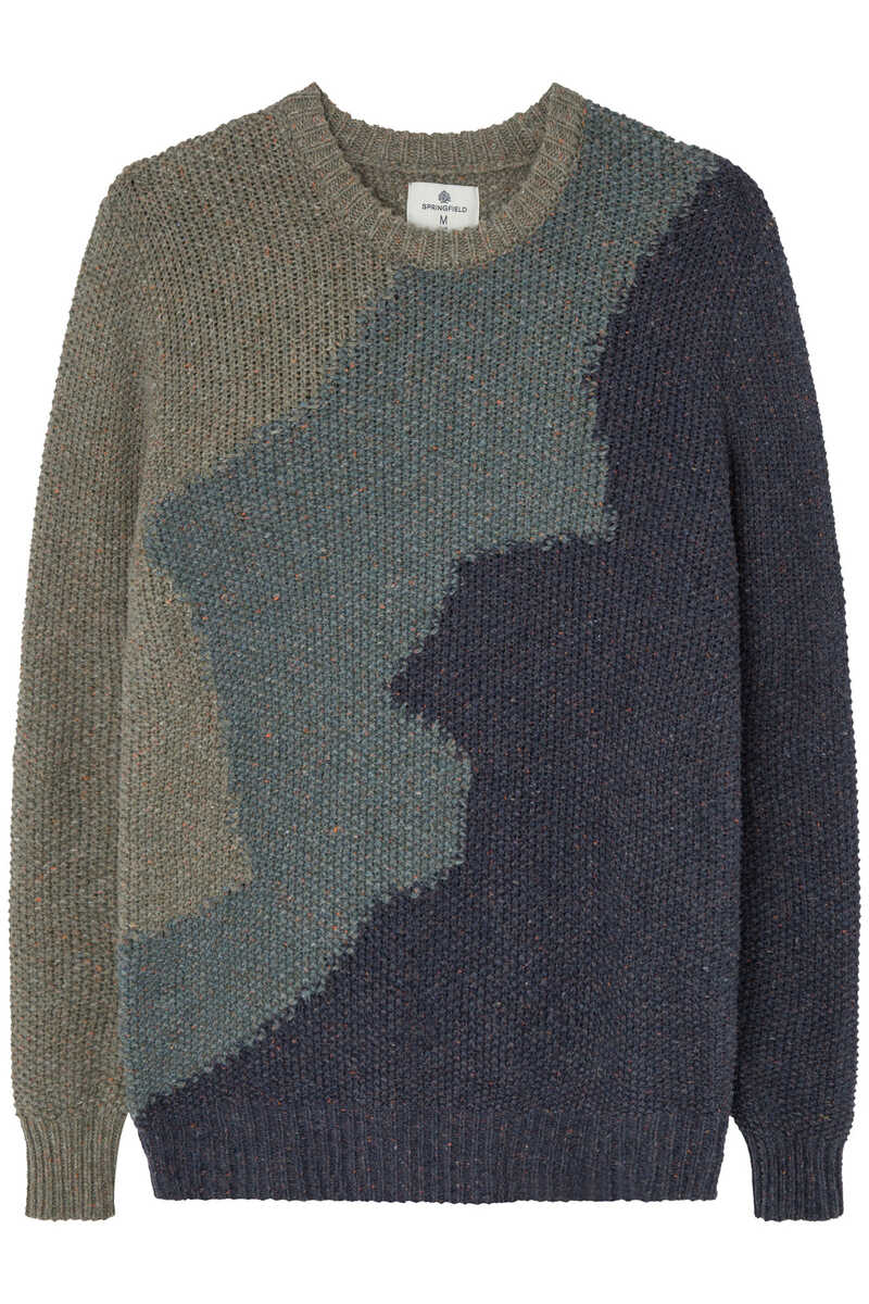 Springfield Suéter de blocos de cor marinho