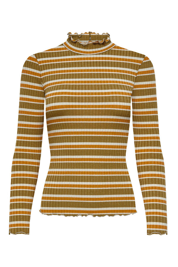 JDY Top manga larga canalé verde