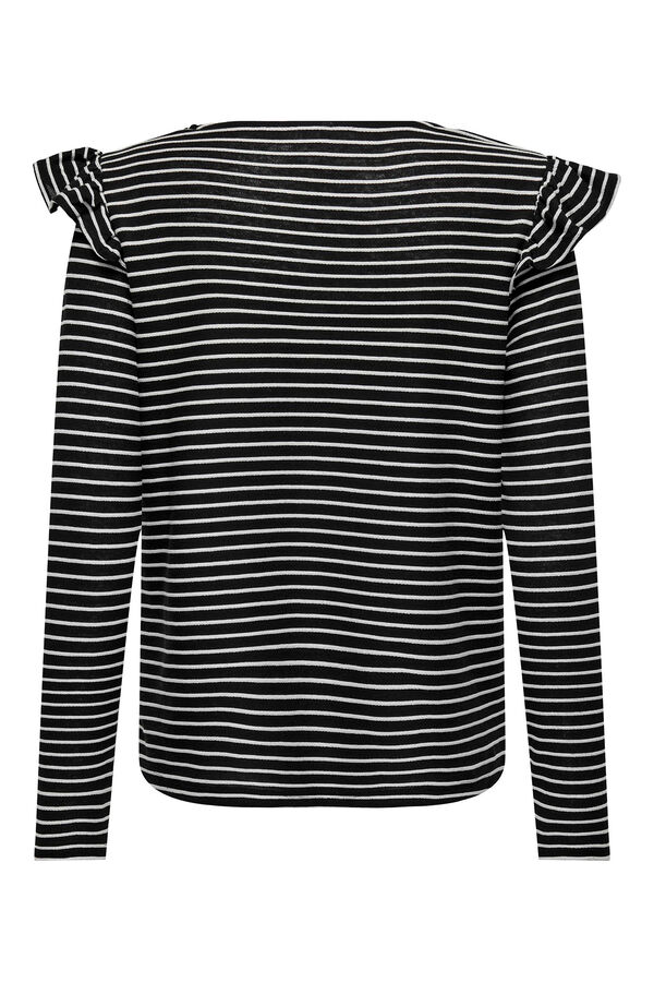 Only Top &agrave;s riscas folhos preto