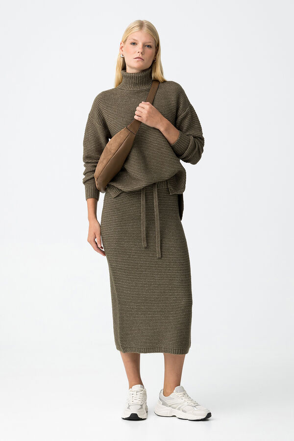 Tiffosi Falda Midi de Punto Canal&eacute; kaki