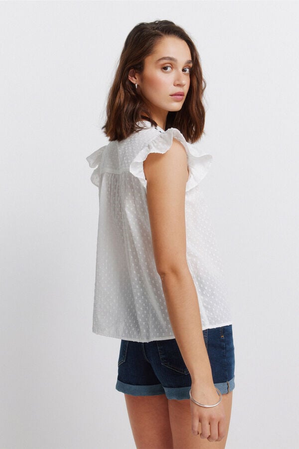 Springfield Blusa volantes plumeti blanco