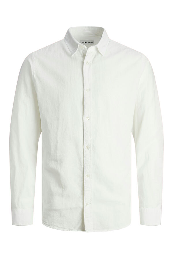Jack & Jones Camisa slim fit con lino blanco
