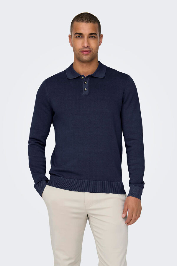 Only & Sons Polo manga larga azul