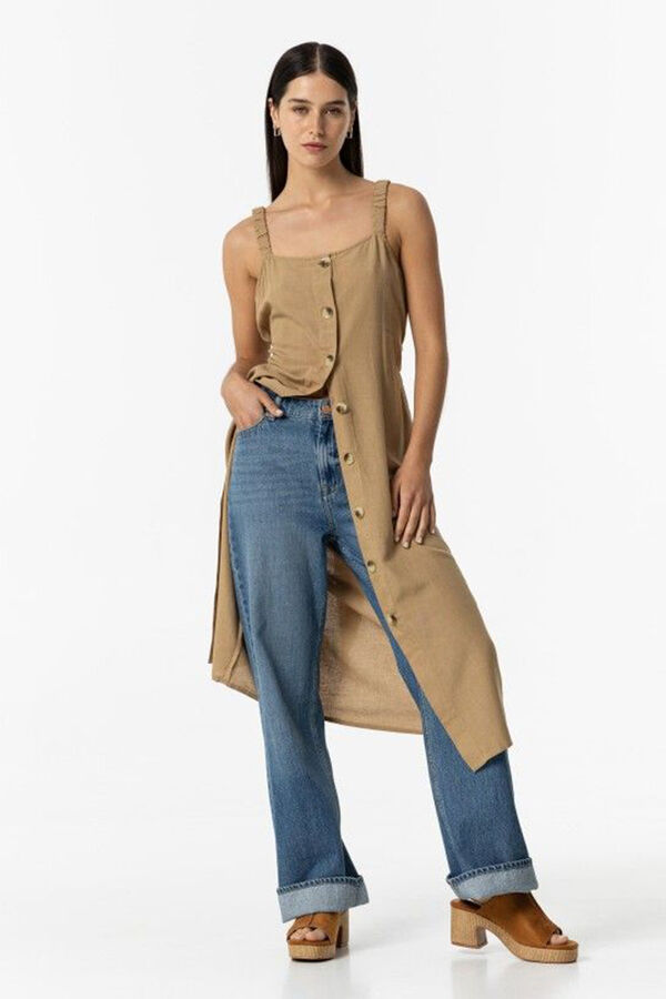 Tiffosi Vestido midi de linho com cinto cru