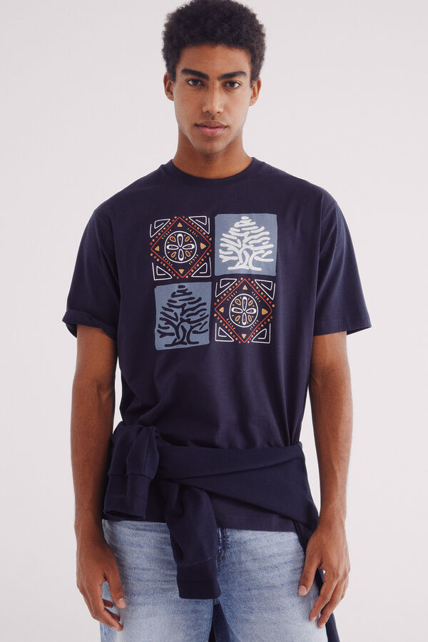 Springfield Camiseta &aacute;rbol &eacute;tnico azul