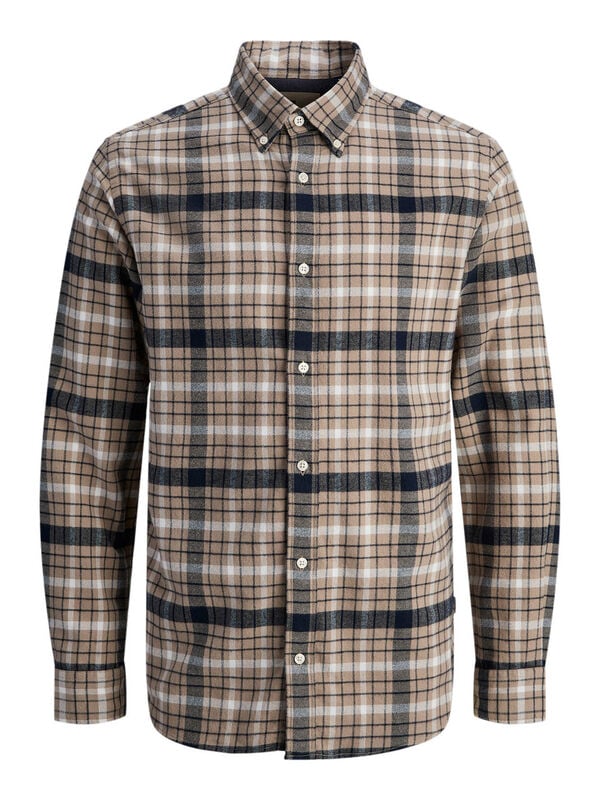 Jack & Jones PLUS Camisa cl&aacute;sica de cuadros beige