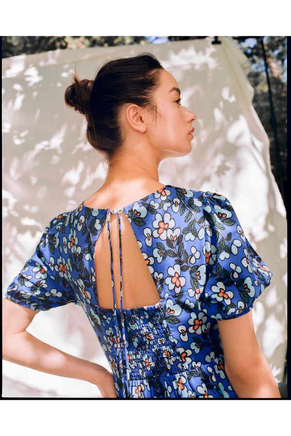 Springfield Vestido Midi Abertura Espalda Lino "Roots Studio" azul