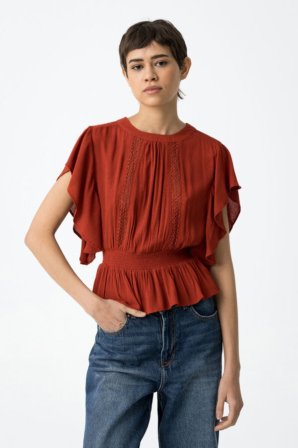 Tiffosi Blusa com folhos vermelho