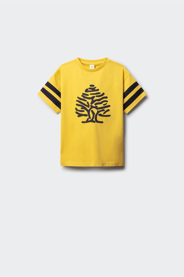 Springfield Kids T-shirt de manga curta com &aacute;rvore &agrave;s riscas para crian&ccedil;a estampado