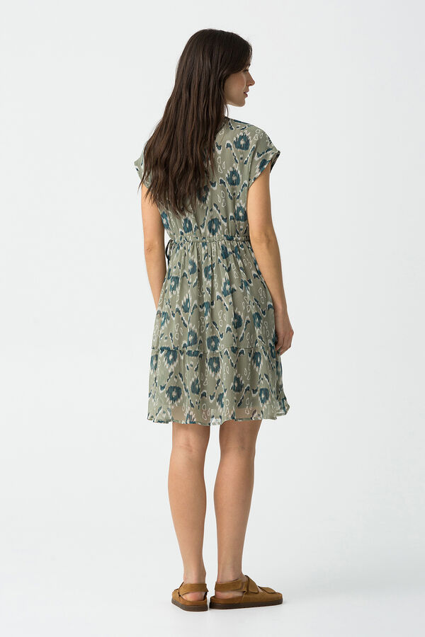 Tiffosi Vestido estampado com folhos verde